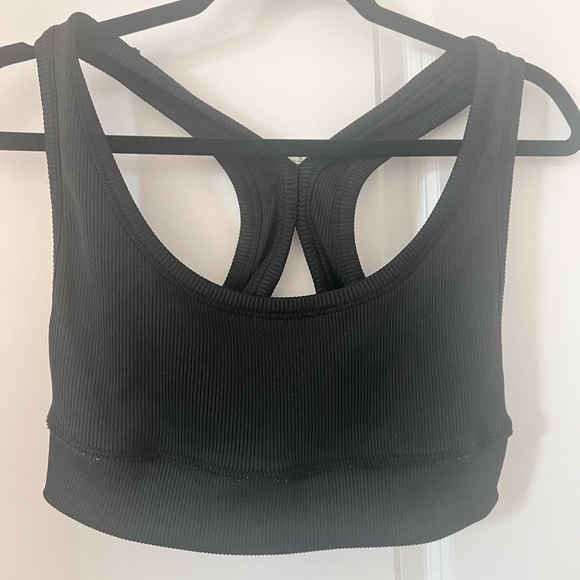 Zara Raceback Black Ribbed Cropped Top Size Large - Picture 3 of 12